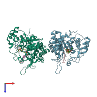 PDB entry 3cot coloured by chain, top view.