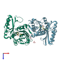 PDB entry 3cow coloured by chain, top view.