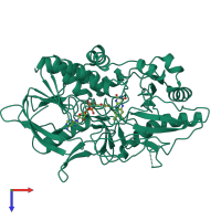 PDB entry 3cox coloured by chain, top view.