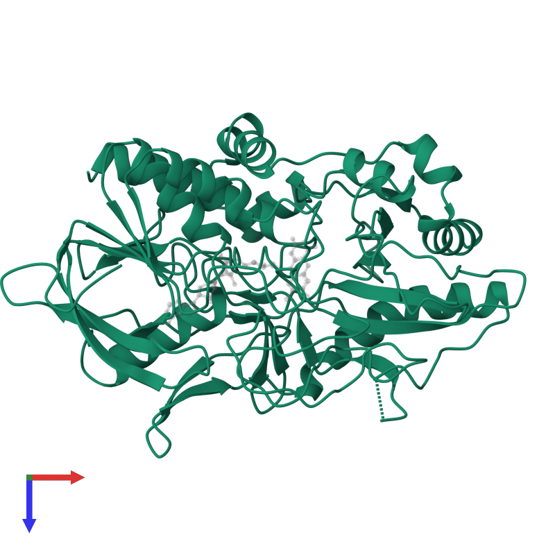 <div class='caption-body'>PDB entry 3cox contains 1 copy of CHOLESTEROL OXIDASE in assembly 1. This protein is highlighted and viewed from the top.</div>
