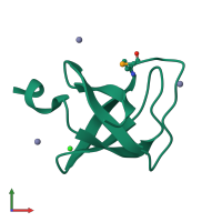 PDB entry 3cp0 coloured by chain, front view.