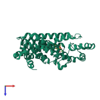 PDB entry 3cp6 coloured by chain, top view.