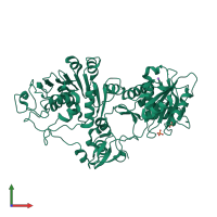 PDB entry 3cpe coloured by chain, front view.