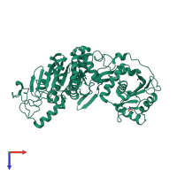 PDB entry 3cpe coloured by chain, top view.