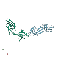 PDB entry 3cpf coloured by chain, front view.