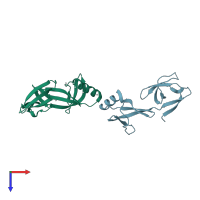 PDB entry 3cpf coloured by chain, top view.