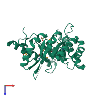 PDB entry 3cpg coloured by chain, top view.