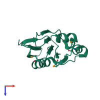 PDB entry 3cpk coloured by chain, top view.