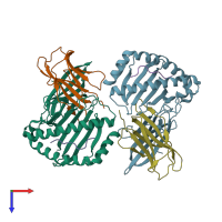 PDB entry 3cpl coloured by chain, top view.