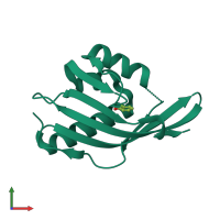 PDB entry 3cpo coloured by chain, front view.