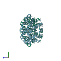 PDB entry 3cpr coloured by chain, side view.