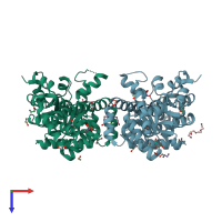 PDB entry 3cq0 coloured by chain, top view.