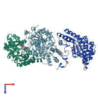 PDB 3cq5 coloured by chain and viewed from the top.
