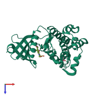 PDB entry 3cqe coloured by chain, top view.