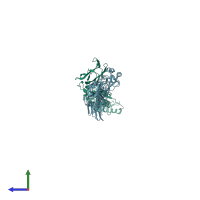 PDB entry 3cqf coloured by chain, side view.