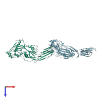 PDB entry 3cqf coloured by chain, top view.