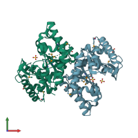 PDB entry 3cqh coloured by chain, front view.