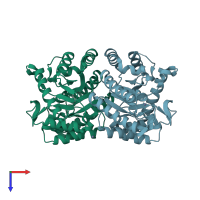 PDB entry 3cqj coloured by chain, top view.