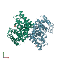 PDB entry 3cqk coloured by chain, front view.