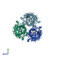 PDB entry 3cqo coloured by chain, side view.