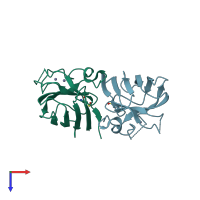 PDB entry 3cqq coloured by chain, top view.