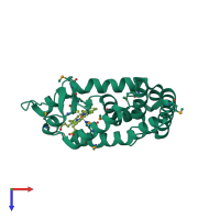 PDB entry 3cqv coloured by chain, top view.