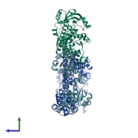 PDB entry 3cr8 coloured by chain, side view.