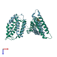 PDB entry 3crc coloured by chain, top view.