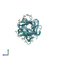 PDB entry 3crh coloured by chain, side view.