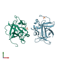 PDB entry 3cri coloured by chain, front view.