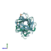 PDB entry 3cri coloured by chain, side view.