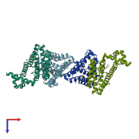 PDB entry 3crj coloured by chain, top view.