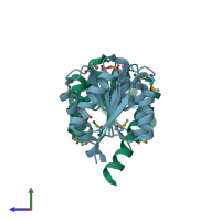 PDB entry 3crn coloured by chain, side view.