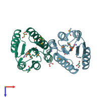 PDB entry 3crn coloured by chain, top view.