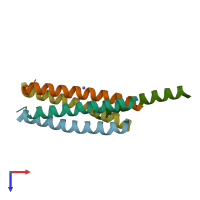 PDB entry 3crp coloured by chain, top view.