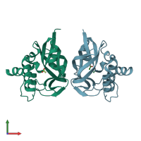 PDB entry 3cry coloured by chain, front view.