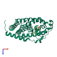 PDB entry 3cs4 coloured by chain, top view.