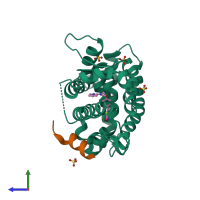 PDB entry 3cs8 coloured by chain, side view.