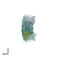 PDB entry 3csl coloured by chain, side view.