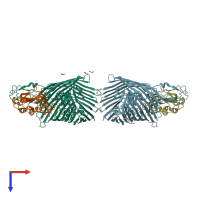 PDB entry 3csl coloured by chain, top view.