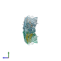 PDB entry 3csn coloured by chain, side view.