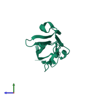 PDB entry 3csp coloured by chain, side view.