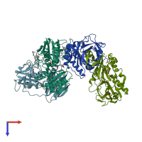 PDB entry 3csw coloured by chain, top view.