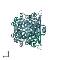 PDB entry 3ct2 coloured by chain, side view.