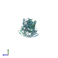 PDB entry 3ct9 coloured by chain, side view.