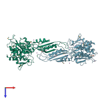 PDB entry 3ct9 coloured by chain, top view.
