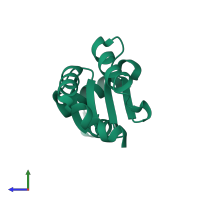 PDB entry 3ctf coloured by chain, side view.