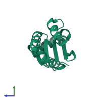 PDB entry 3ctg coloured by chain, side view.