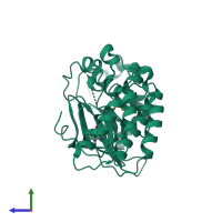 PDB entry 3ctj coloured by chain, side view.