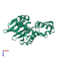 PDB entry 3ctk coloured by chain, top view.